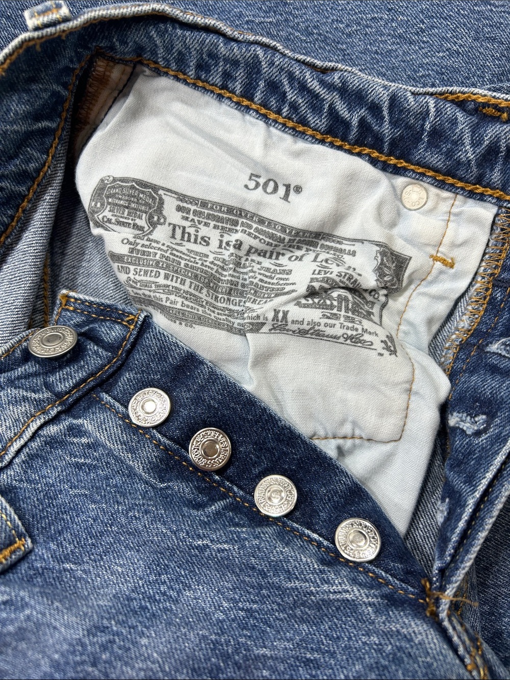 Levi's Straight-Leg Medium Blue Denim Jeans - Picture 4 of 5